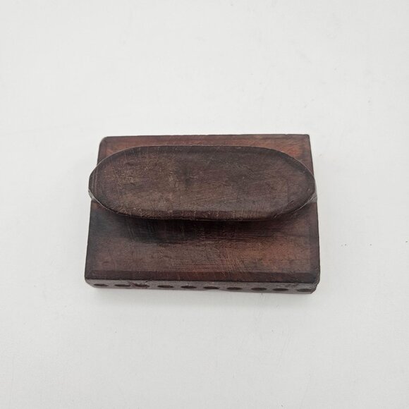 Antique Hand Carved Wood Textile Circle Pattern Fabric Stamp Block - Picture 5 of 10